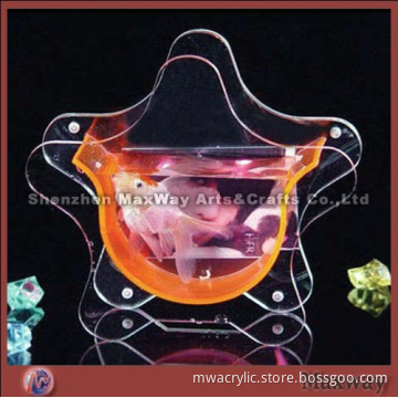 Star-Shaped/Pentagram Clear Tabletop Acrylic Fish Bowl/Fish Jar with Photo Frame